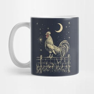 Celestial Rooster at Dawn – Mystical Sunrise Awakening Mug